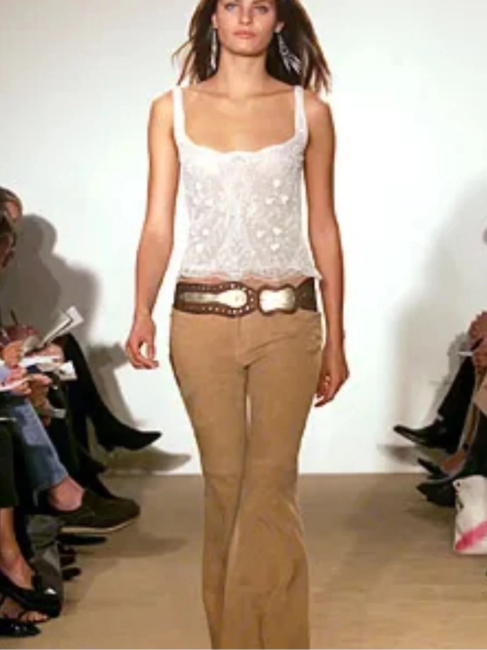 Vintage Ralph Lauren Western Studded Wide Leather Belt Spring 2002 size Medium
